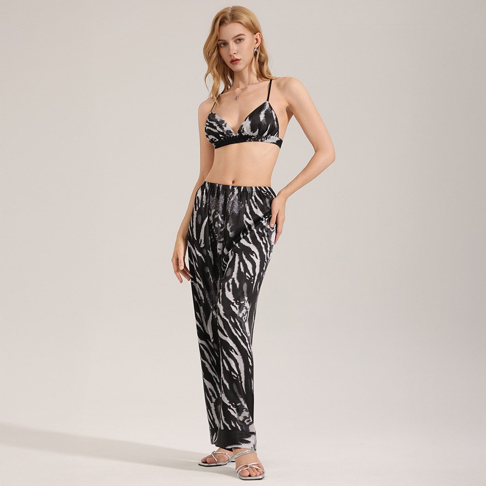 Zebra Print Satin Chiffon Pajamas