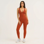 Deep V neck Tummy Flattering Yoga Jumpsuit