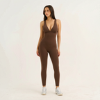 Deep V neck Tummy Flattering Yoga Jumpsuit