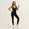 Deep V neck Tummy Flattering Yoga Jumpsuit