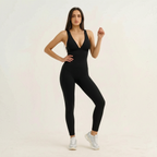 Deep V neck Tummy Flattering Yoga Jumpsuit