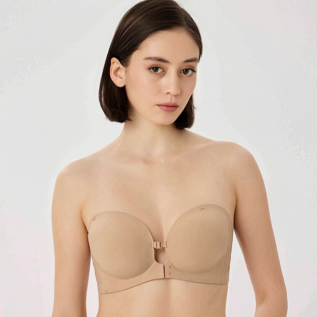 Front Closure Minimalist Push-Up Strapless Bra