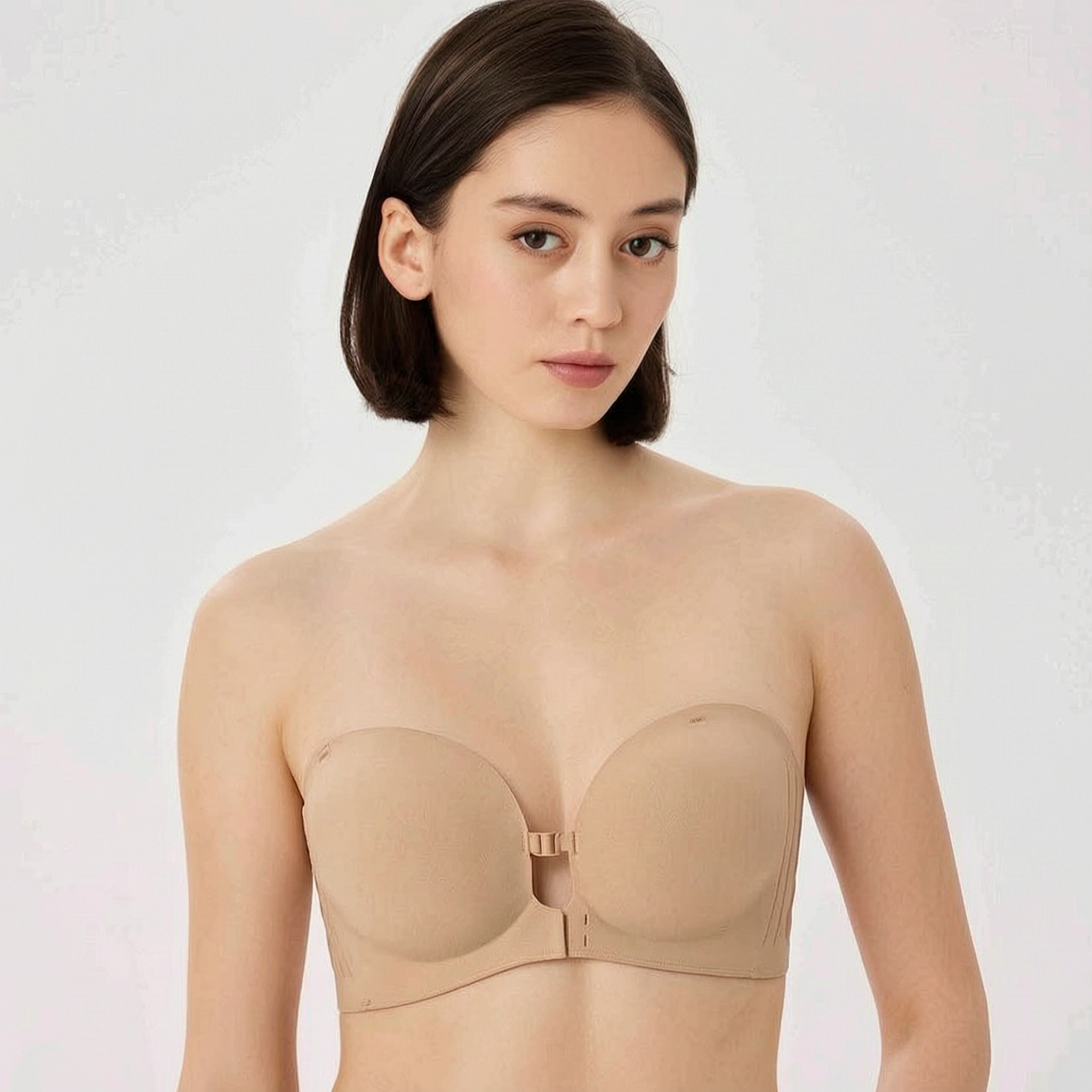 Front Closure Minimalist Push-Up Strapless Bra