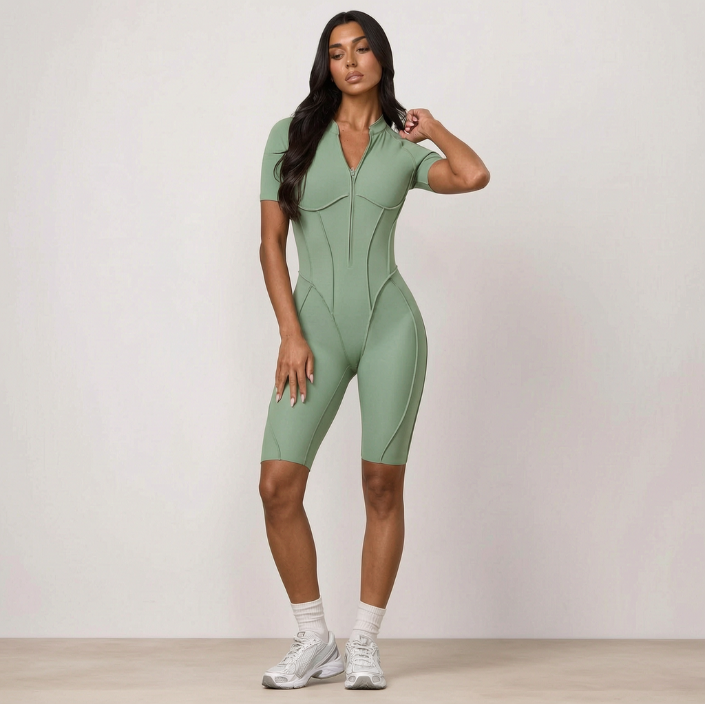Nylon Athletic Unitard Tight Sports Jumpsuit