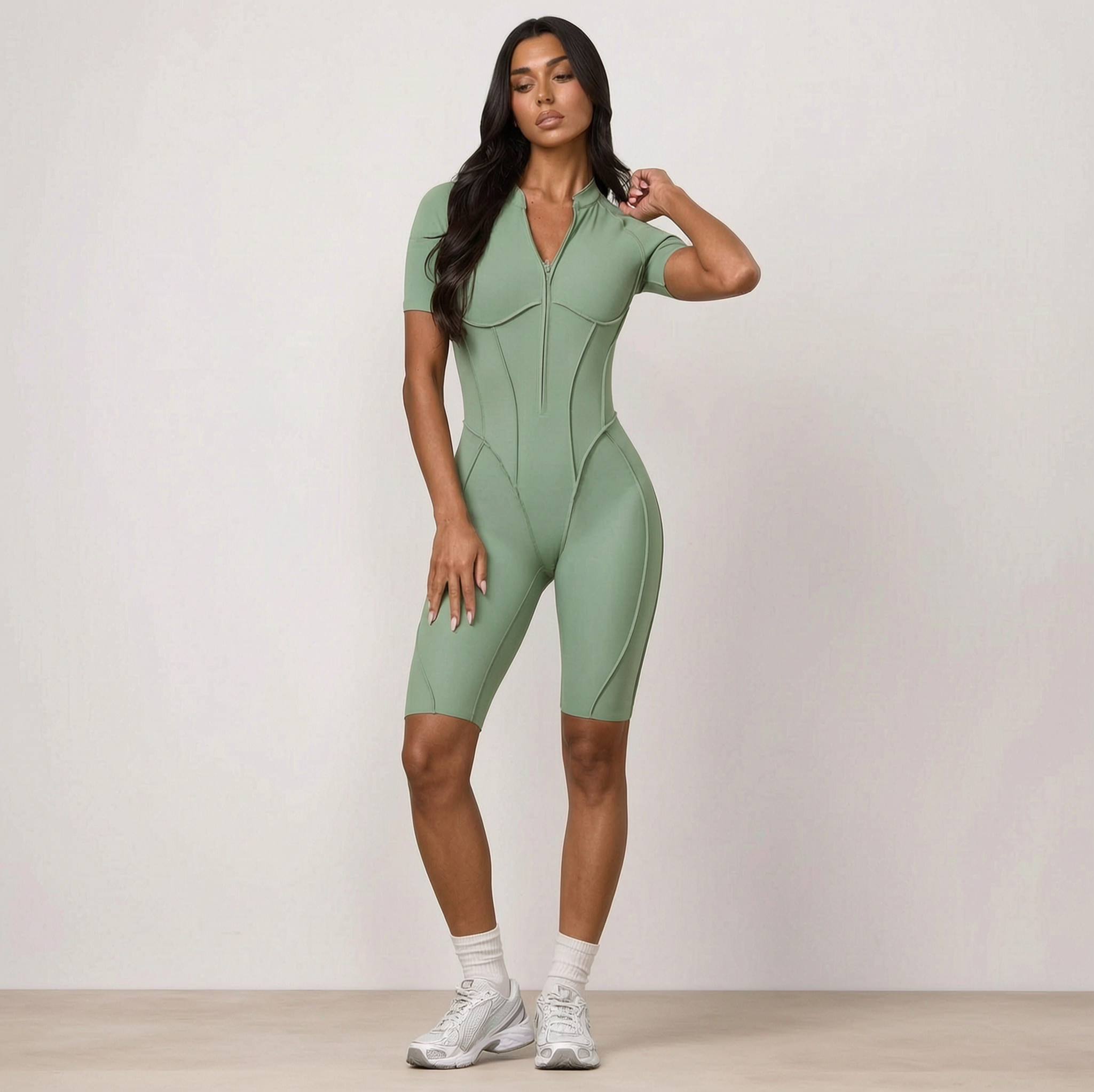 Nylon Athletic Unitard Tight Sports Jumpsuit