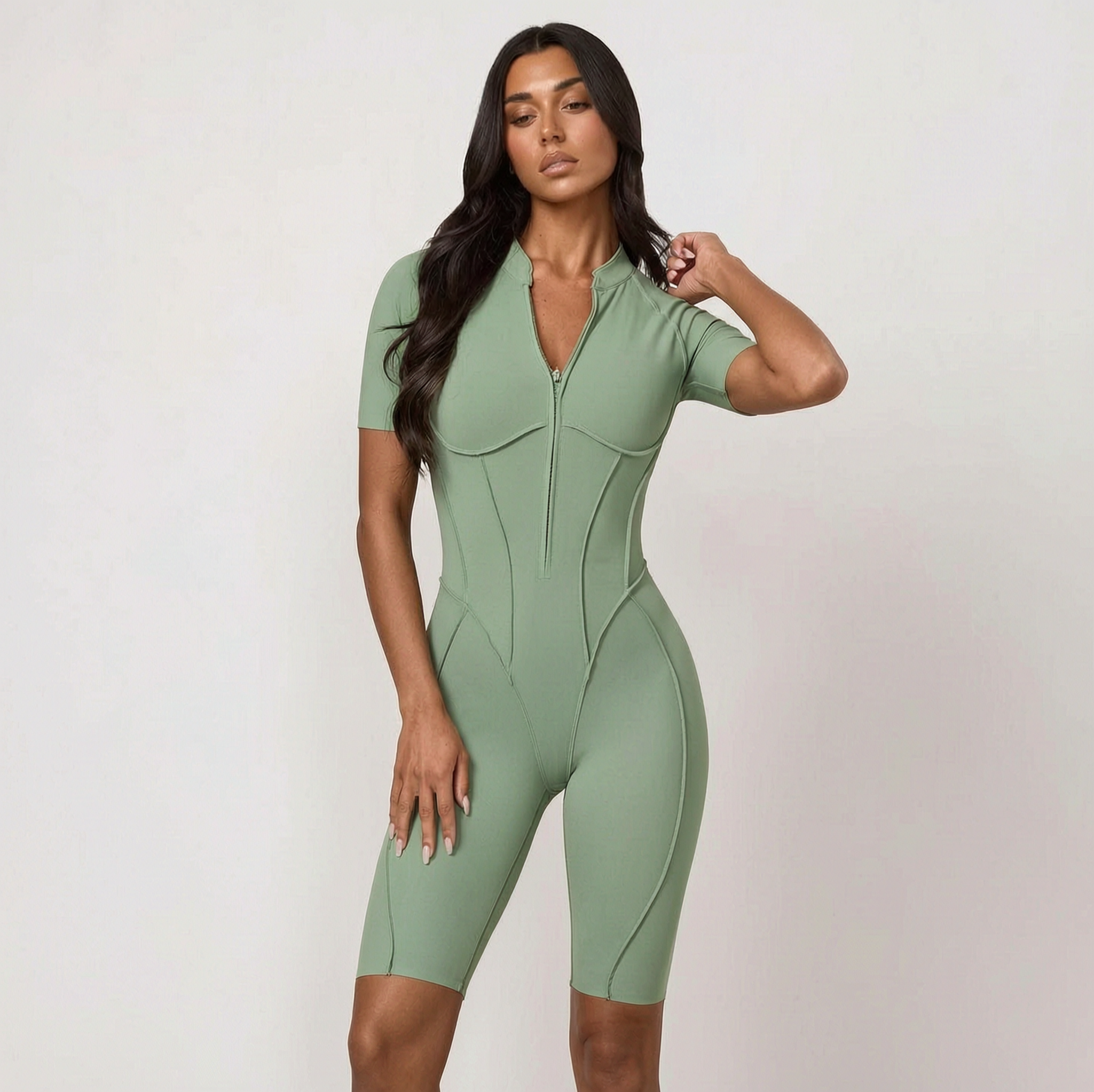 Nylon Athletic Unitard Tight Sports Jumpsuit